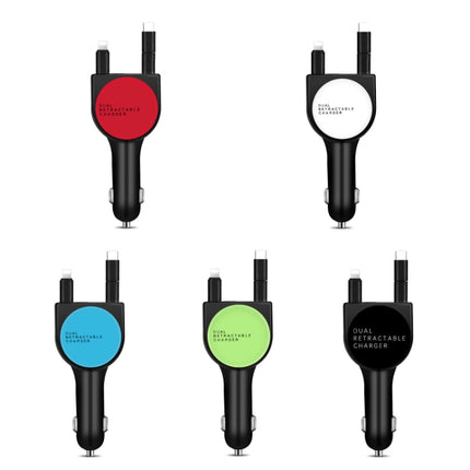 3 In 1 3.1A Dual USB Single Pull Retractable Fast QC3.0 Car Charger(Red)-garmade.com