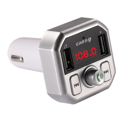 B9 Smart Digital Display Dual USB Bluetooth Car Charger with Hands-free Call Function(Silver)-garmade.com