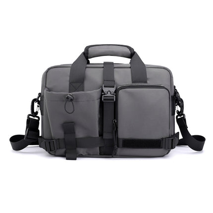 HAOSHUAI 822 Men Large Capacity Casual Shoulder Messenger Bag Handle Computer Bag(Grey)-garmade.com