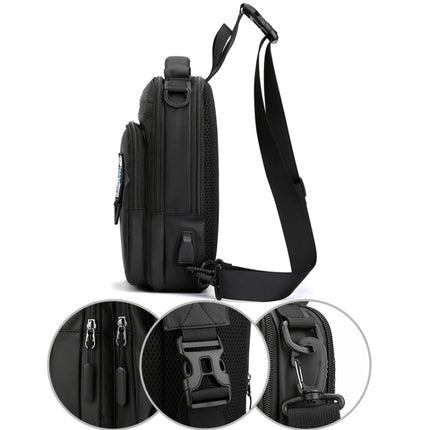 HAOSHUAI 1100-17 Men Chest Bag Casual Shoulder Bag USB Charging Chest Bag(Grey)-garmade.com