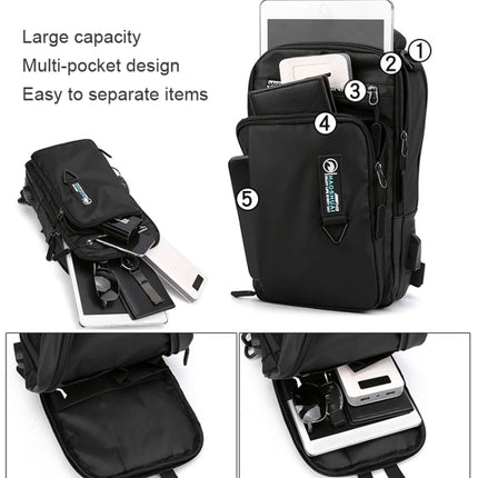 HAOSHUAI 1100-17 Men Chest Bag Casual Shoulder Bag USB Charging Chest Bag(Black)-garmade.com