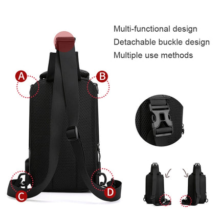 HAOSHUAI 1100-17 Men Chest Bag Casual Shoulder Bag USB Charging Chest Bag(Black)-garmade.com