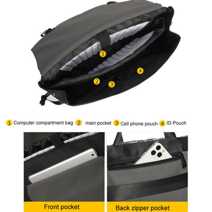 LUCKYBAT Laptop Bag Airbag Anti-drop Crossbody Handbag, Size: S 13.3-16 Inch(Pure Black)-garmade.com