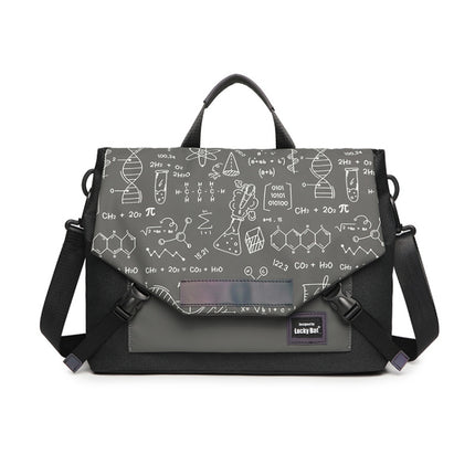 LUCKYBAT Laptop Bag Airbag Anti-drop Crossbody Handbag, Size: L 16 Inch(Black Gray Equation)-garmade.com