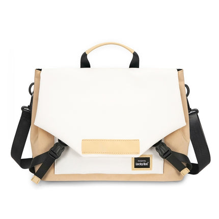 LUCKYBAT Laptop Bag Airbag Anti-drop Crossbody Handbag, Size: L 16 Inch(Khaki White)-garmade.com