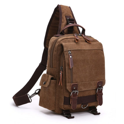 Outdoor Travel Messenger Canvas Chest Bag, Color: Brown-garmade.com