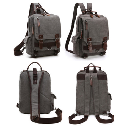 Outdoor Travel Messenger Canvas Chest Bag, Color: Black Backpack-garmade.com
