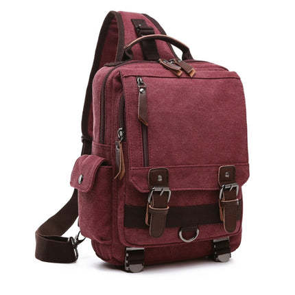 Outdoor Travel Messenger Canvas Chest Bag, Color: Red-garmade.com