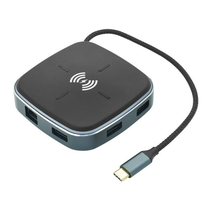 AY95 9 In 1 TYPE-C/USB-C HUB Extended Dock Wireless Fast Charging Concentrator(Black)-garmade.com