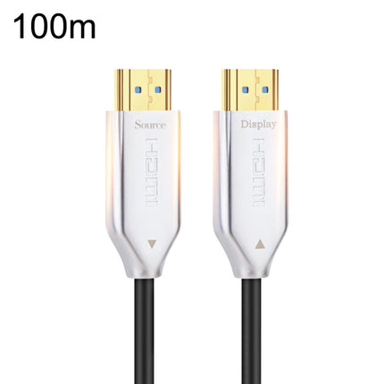 2.0 Version HDMI Fiber Optical Line 4K Ultra High Clear Line Monitor Connecting Cable, Length: 100m With Shaft(White)-garmade.com