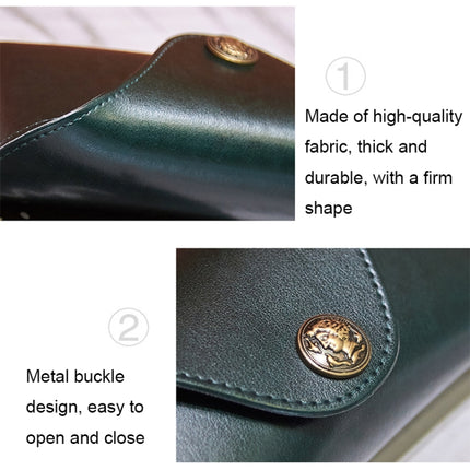 E5521 Simple Retro PU Soft Leather Glasses Storage Box, Color: Green-garmade.com