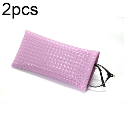 D8649-240 2pcs PU Leather Bullet Portable Waterproof Glasses Storage Bag, Color: Purple-garmade.com