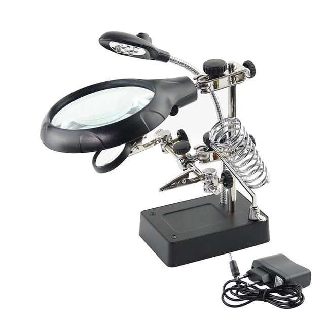 16129-C 2.5X/7.5X/10X LED Lighting Auxiliary Bracket Maintenance Magnifier(EU Plug)-garmade.com