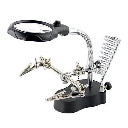 16126-A 3.5X/12X LED Light Stand Type Watch Repair Magnifier With Auxiliary Clip-garmade.com