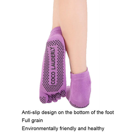 Non-slip Open Finger Yoga Sports Gloves+Five Finger Yoga Socks Set, Size: One Size(Grey)-garmade.com