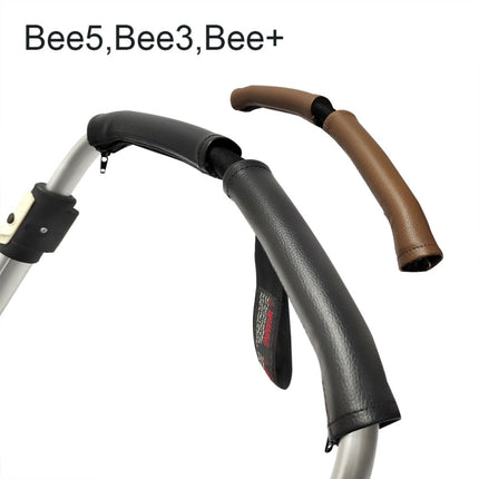 For Bugaboo Bee Series Stroller Armrests PU Leather Zipper Protector(Dark Brown)-garmade.com