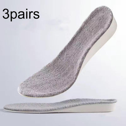3pairs Winter Velvet Insoles Warm Inner Height Increase Insoles 1.5cm Gray(35)-garmade.com