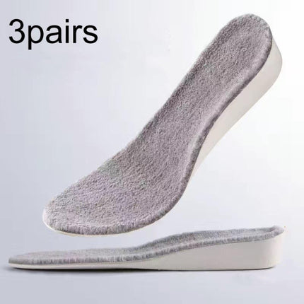 3pairs Winter Velvet Insoles Warm Inner Height Increase Insoles 2.5cm Gray(35)-garmade.com