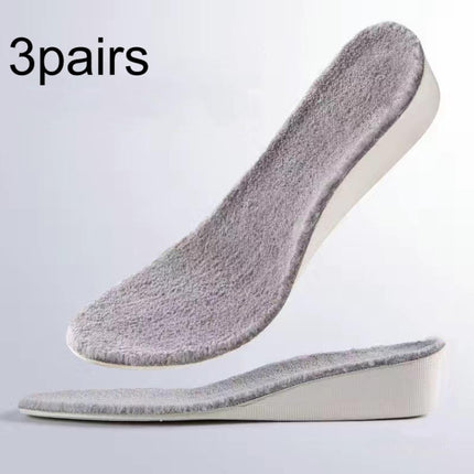 3pairs Winter Velvet Insoles Warm Inner Height Increase Insoles 3.5cm Gray(35)-garmade.com
