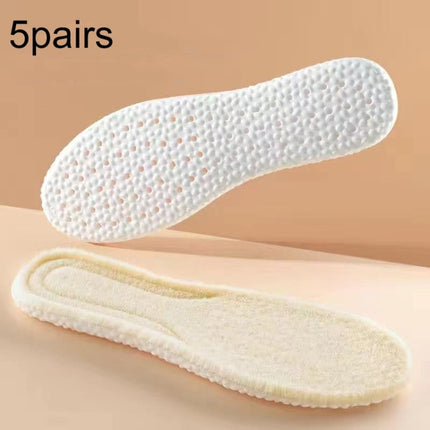 5pairs Highly Elastic Boost Particles Warm Insoles Plush Insoles, Size: 35(Beige)-garmade.com
