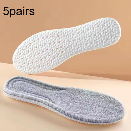 5pairs Highly Elastic Boost Particles Warm Insoles Plush Insoles, Size: 35(Gray)-garmade.com