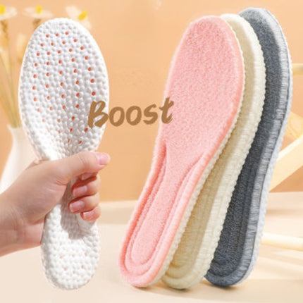 5pairs Highly Elastic Boost Particles Warm Insoles Plush Insoles, Size: 38(Beige)-garmade.com