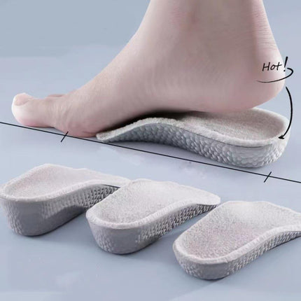 2.5cm+3.5cm 1pair Each Cashmere Boost Height Increased Half Insoles Warm Insoles(Gray)-garmade.com