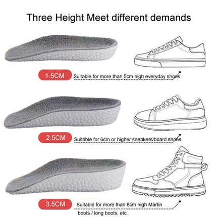 1.5+2.5+3.5cm 1pair Each Cashmere Boost Height Increased Half Insoles Warm Insoles(Gray)-garmade.com