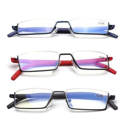 Lightweight Anti-blue Light Presbyopic Glasses Senior Clear Glasses With Case, Degree: 4.00(Blue)-garmade.com