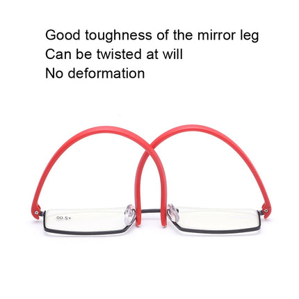 TR90 Seniors Clear Glasses With Portable Case Lightweight Presbyopic Glasses, Degree: +1.00(Red)-garmade.com