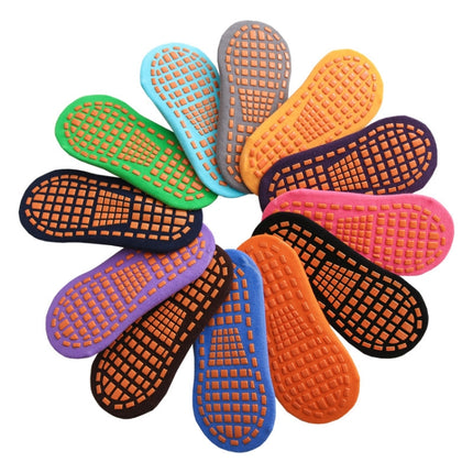 4pairs Trampoline Socks Dotted Rubber Non-slip Floor Socks Yoga Socks, Size: Adult 35-43 Yards(Orange Red)-garmade.com