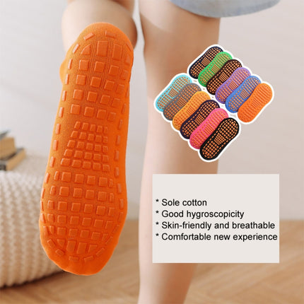 4pairs Trampoline Socks Dotted Rubber Non-slip Floor Socks Yoga Socks, Size: Adult 35-43 Yards(Orange)-garmade.com