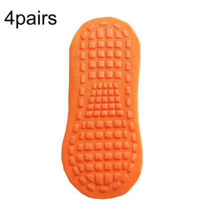 4pairs Trampoline Socks Dotted Rubber Non-slip Floor Socks Yoga Socks, Size: 5-12 Years Old(Orange Red)-garmade.com