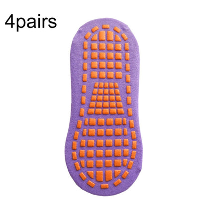 4pairs Trampoline Socks Dotted Rubber Non-slip Floor Socks Yoga Socks, Size: Adult 35-43 Yards(Medium Purple)-garmade.com