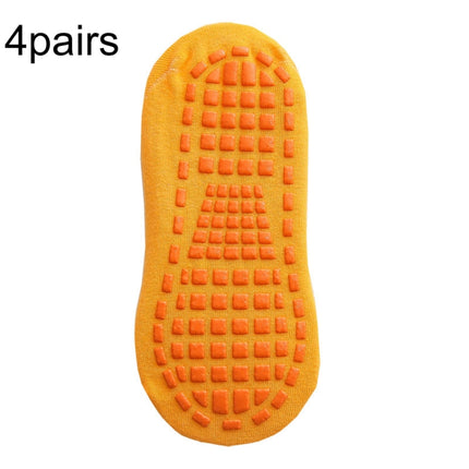 4pairs Trampoline Socks Dotted Rubber Non-slip Floor Socks Yoga Socks, Size: Adult 35-43 Yards(Orange)-garmade.com