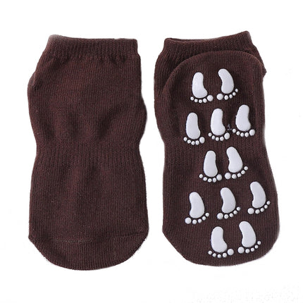 4pairs Anti-slip Dotted Rubber Trampoline Socks Toddler Socks For Children 1-5 Years Old(Coffee)-garmade.com