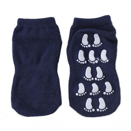 4pairs Anti-slip Dotted Rubber Trampoline Socks Toddler Socks For Children 1-5 Years Old(Navy Blue)-garmade.com