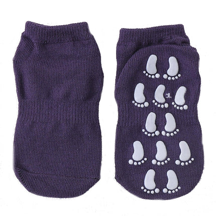 4pairs Anti-slip Dotted Rubber Trampoline Socks Toddler Socks For Children 1-5 Years Old(Deep Purple)-garmade.com