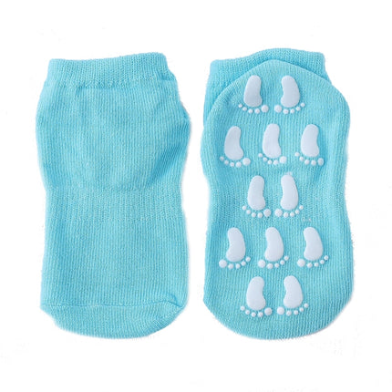4pairs Anti-slip Dotted Rubber Trampoline Socks Toddler Socks For Children 1-5 Years Old(Lake Blue)-garmade.com