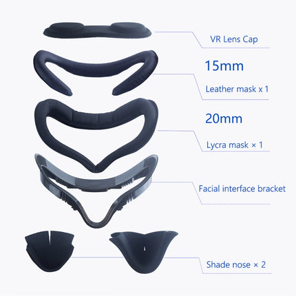For Oculus Quest 2 VR Headset 6pcs/set Replacement Face Eye Pad Cushion(Black)-garmade.com