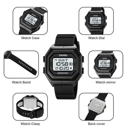 SKMEI 1875 Men Outdoor Electronic Watch Timing Multi-Functional Watch, Style: Silicone Band White Machine-garmade.com