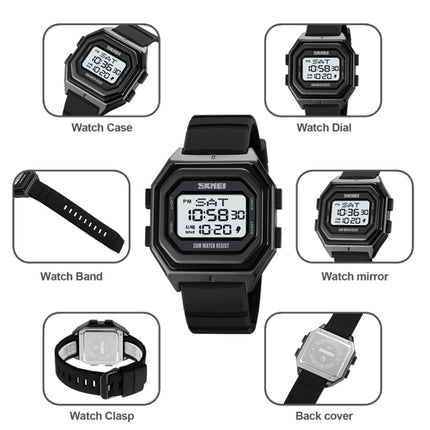 SKMEI 1875 Men Outdoor Electronic Watch Timing Multi-Functional Watch, Style: Steel Band White Machine-garmade.com