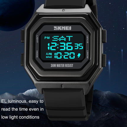 SKMEI 1875 Men Outdoor Electronic Watch Timing Multi-Functional Watch, Style: Steel Band White Machine-garmade.com