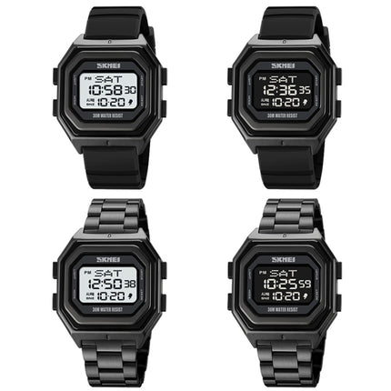 SKMEI 1875 Men Outdoor Electronic Watch Timing Multi-Functional Watch, Style: Steel Band Black Machine-garmade.com