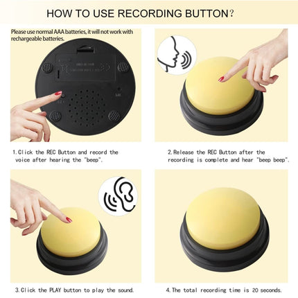 Pet Communication Button Dog Vocal Box Recording Vocalizer, Style: Recording Model(Yellow)-garmade.com
