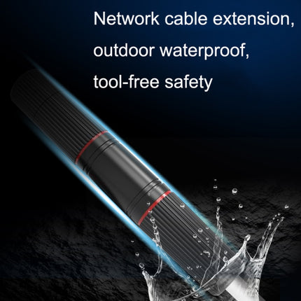 YM-8821 Pre-built Network Connectors Outdoor Waterproof Network Cable Extension Double Pass Head(Black)-garmade.com