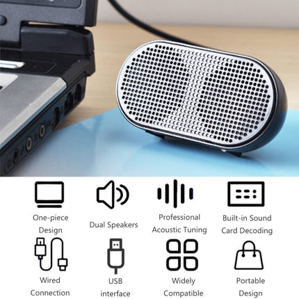 5002 USB Sound Card Computer Small Speakers Mini Desktop Audio(Black)-garmade.com