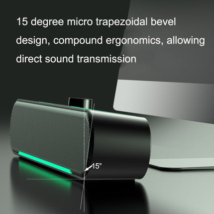 A39 LED Luminous HIFI Stereo Computer Speakers Long Gaming Wired Audio(Black)-garmade.com