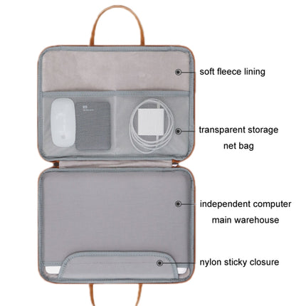 Baona Leather Fully Open Portable Waterproof Computer Bag, Size: 13/13.3 inches(Gray Brown)-garmade.com