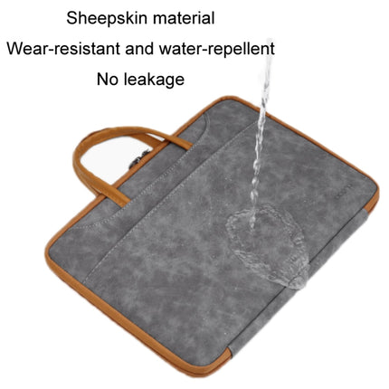 Baona Leather Fully Open Portable Waterproof Computer Bag, Size: 14 inches(Gray Brown)-garmade.com